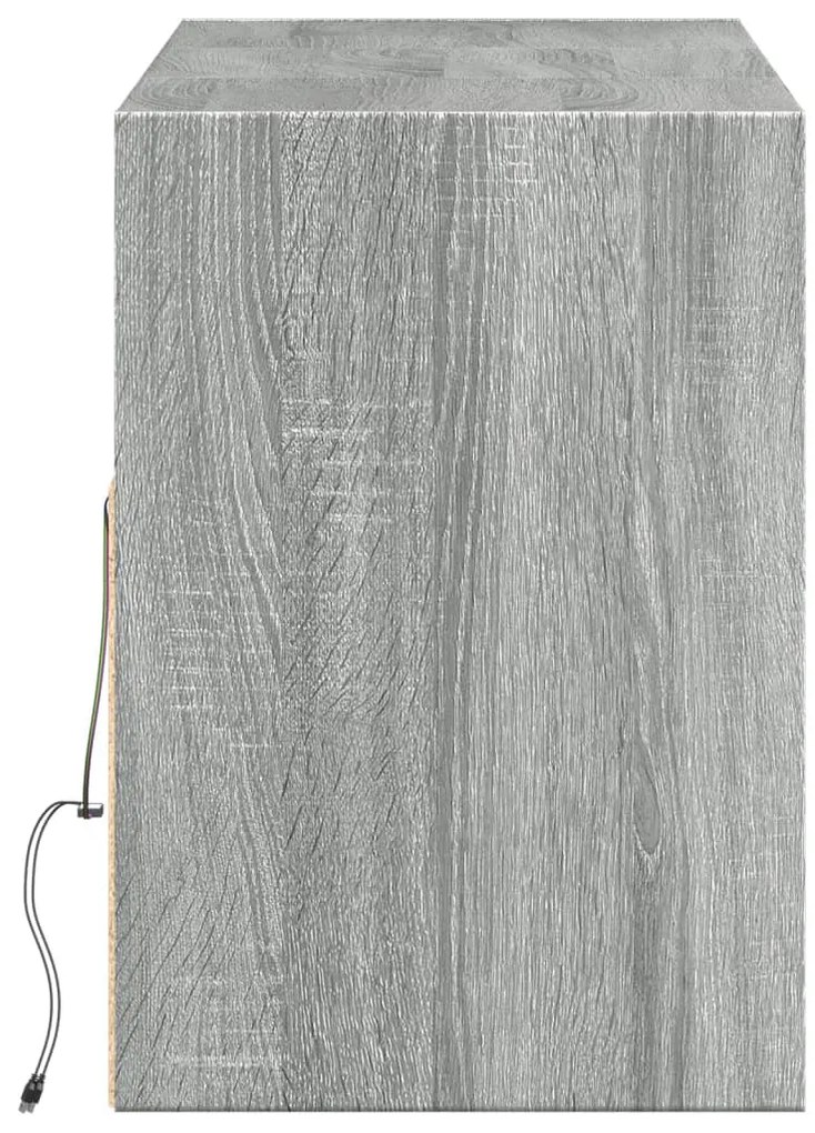 Móvel de parede p/ TV c/ luzes LED 130x31x45 cm cinzento sonoma