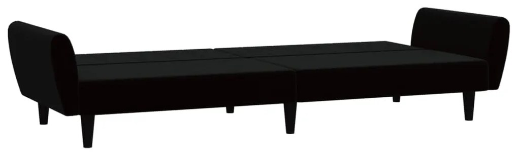 Sofá-cama de 2 lugares veludo preto