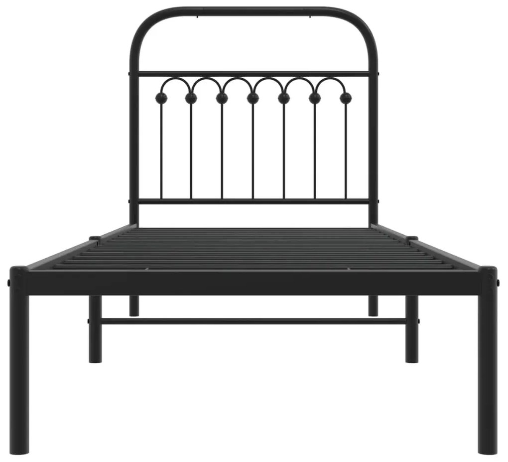 Estrutura de cama com cabeceira 80x200 cm metal preto