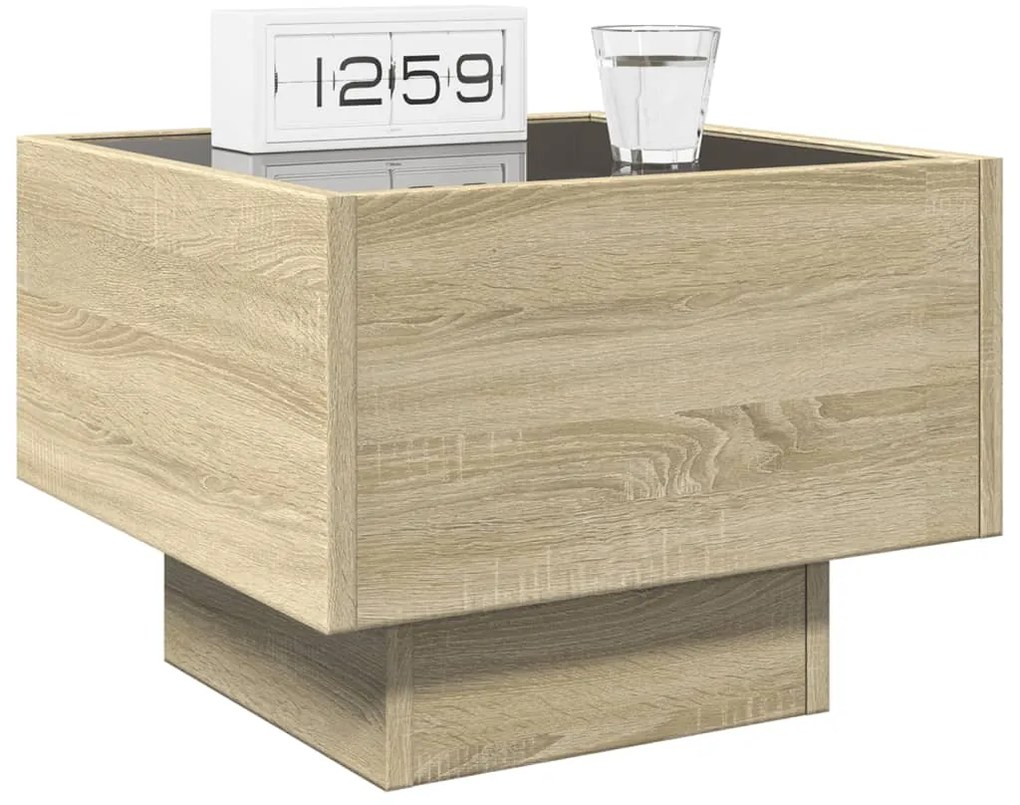 Mesa de cabeceira c/ LED Infinity 40x40x30 cm carvalho sonoma
