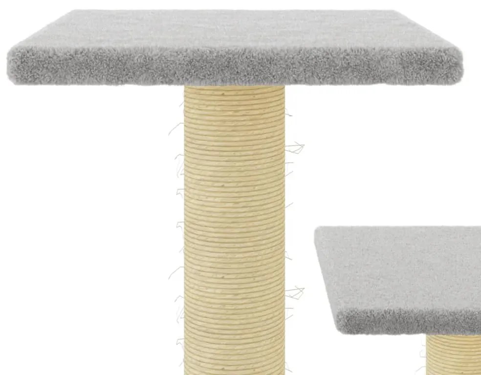 Árvore p/ gatos c/ postes arranhadores sisal 61 cm cinza-claro