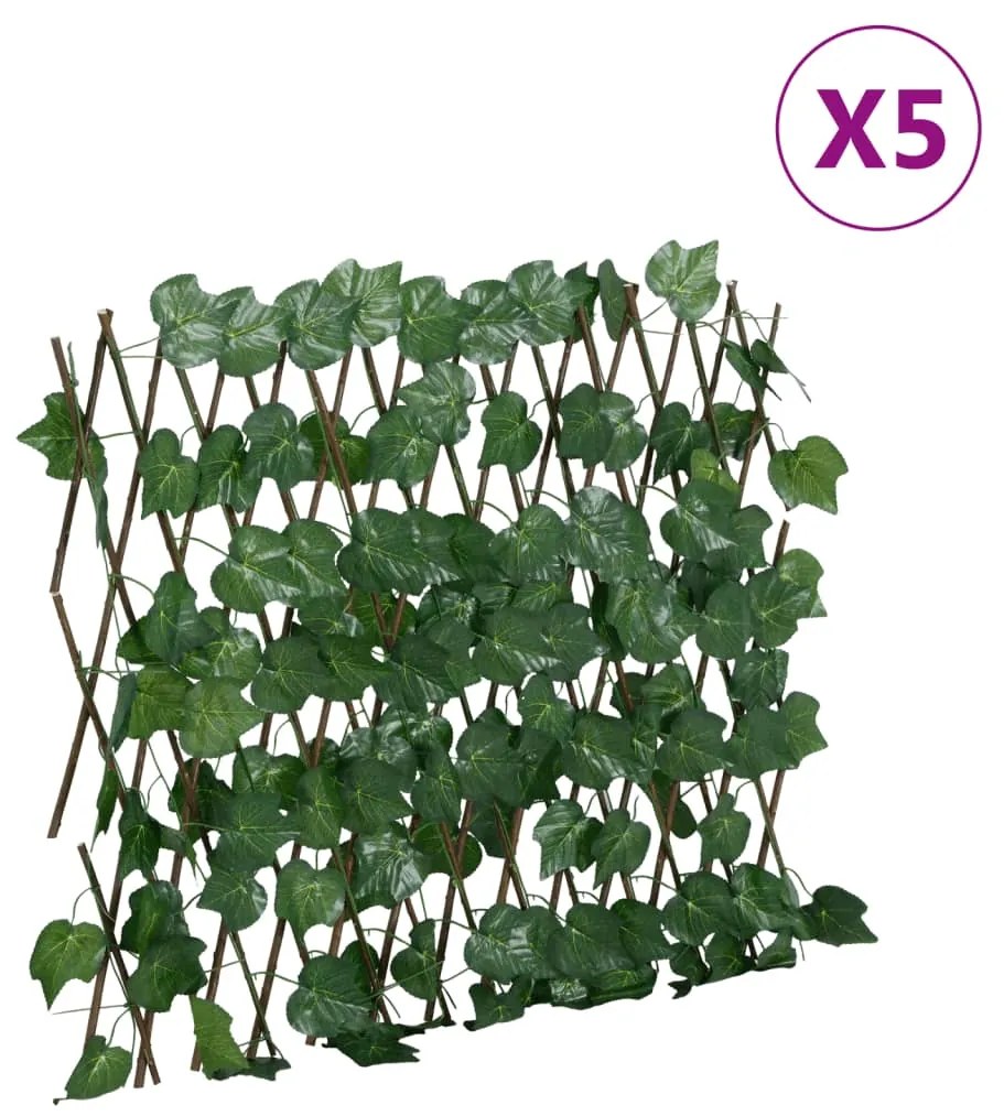 vidaXL Treliça de videira artificial extensível 5 pcs 190x60 cm verde