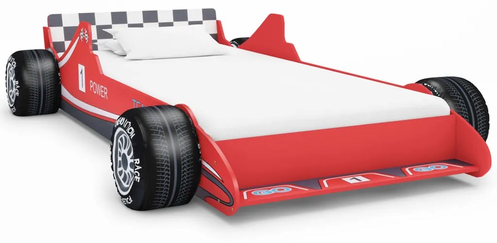 245660 vidaXL Cama carro de corrida para crianças 90x200 cm vermelho