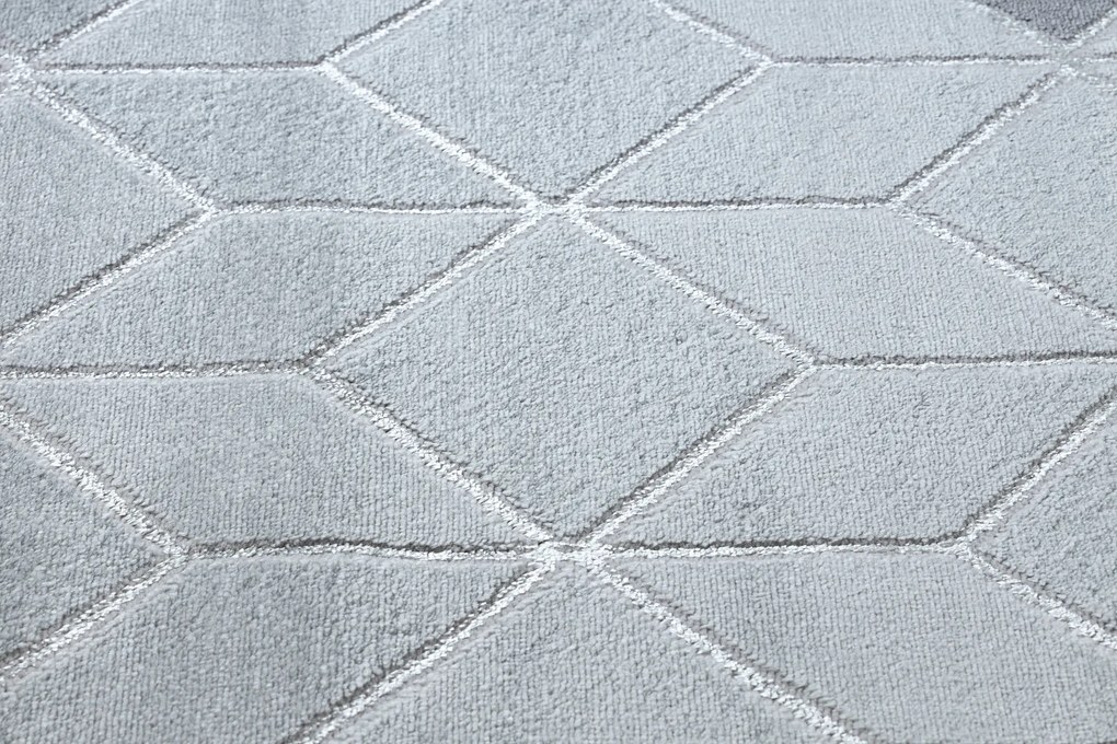 Tapete MEFE moderno B400 Cubo, geométrico 3D - Structural dois níveis de lã cinza cinzento