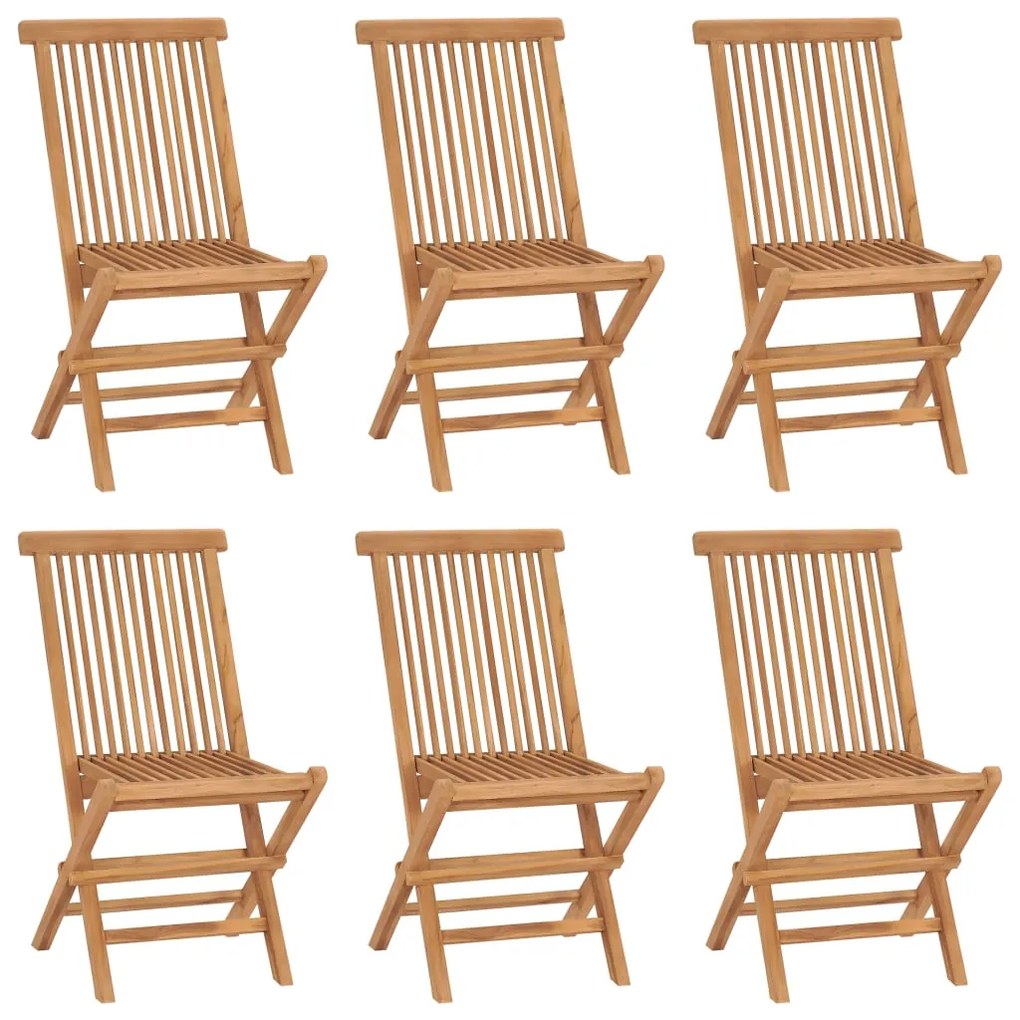 vidaXL Cadeiras de jardim dobráveis 6 pcs madeira de teca maciça