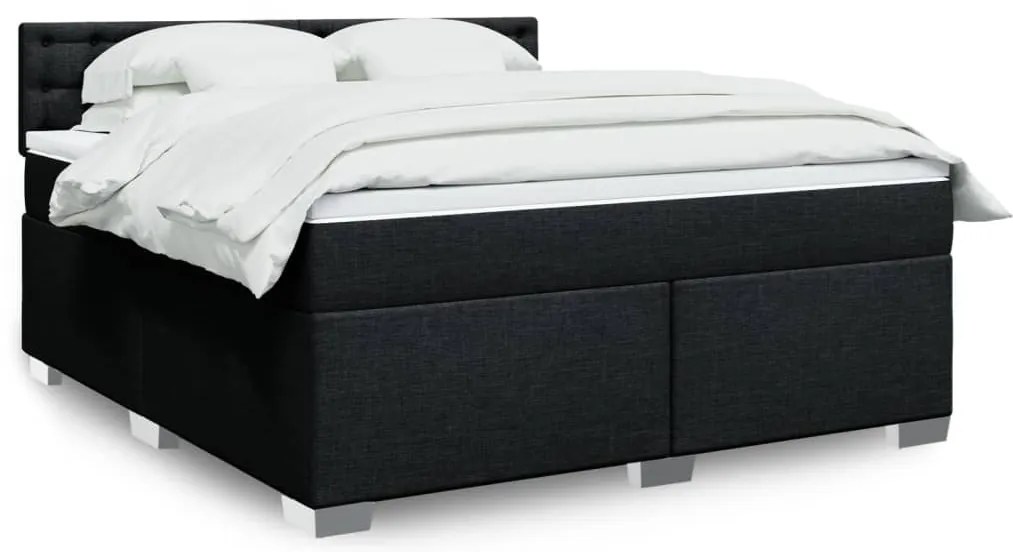 Cama com molas/colchão 180x200 cm tecido preto