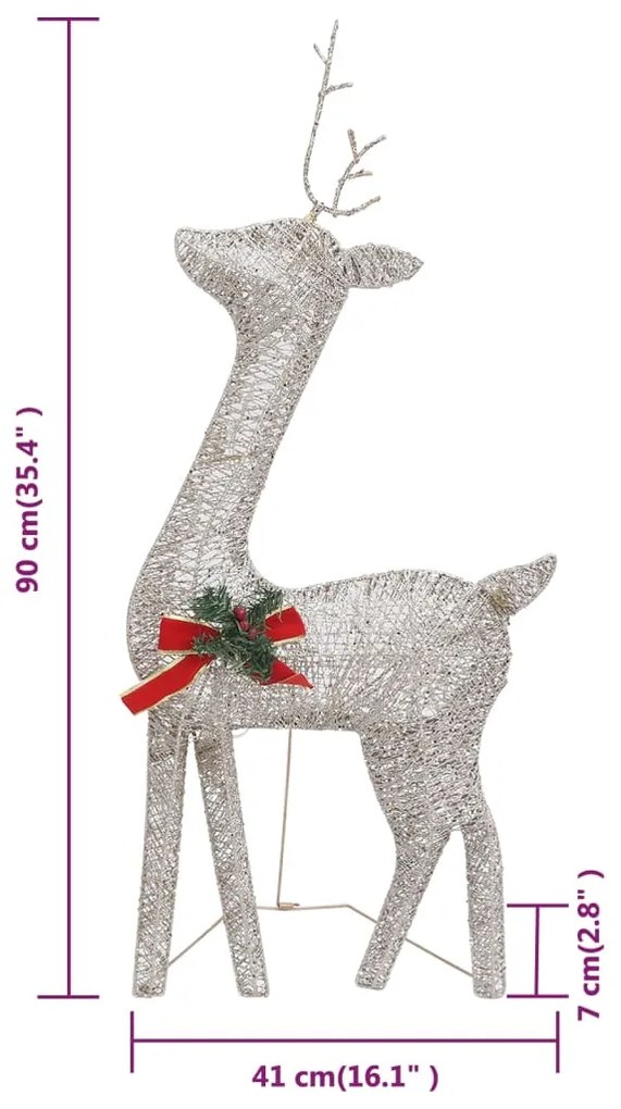 Renas de Natal 6 pcs malha dourado/branco quente