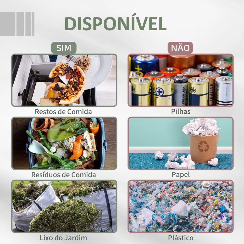Compostor Giratório de Dupla Câmara – ÉcoCycle 160L – Preto e Verde –