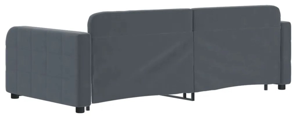 Sofá-cama c/ gavetão e gavetas 90x190 cm veludo cinzento-escuro