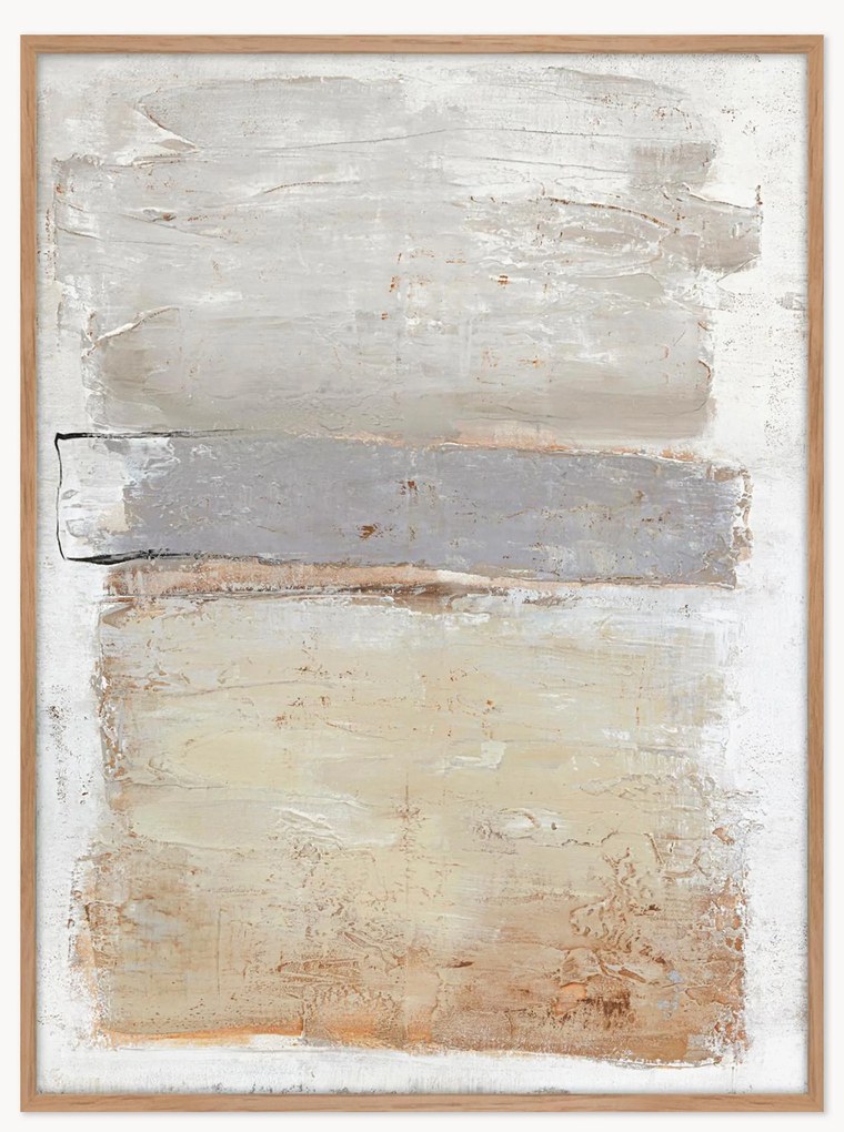 Quadro de parede pintado à mão Scenario, com moldura de madeira