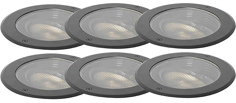 Conjunto de 6 focos de chão AR111 ajustáveis IP65 - Delux Honey Moderno