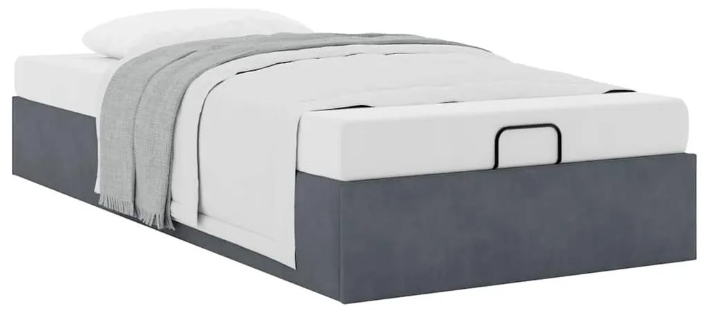 Otomano Bed Frame No Colchão Cinzento Escuro 80x200 cm Veludo
