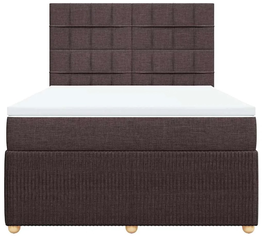 Cama com molas/colchão 160x200 cm tecido castanho-escuro