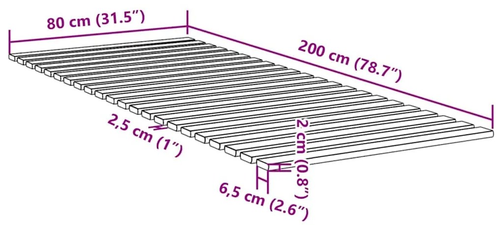 Ripas para estrado de cama 80x200 cm madeira de pinho maciça