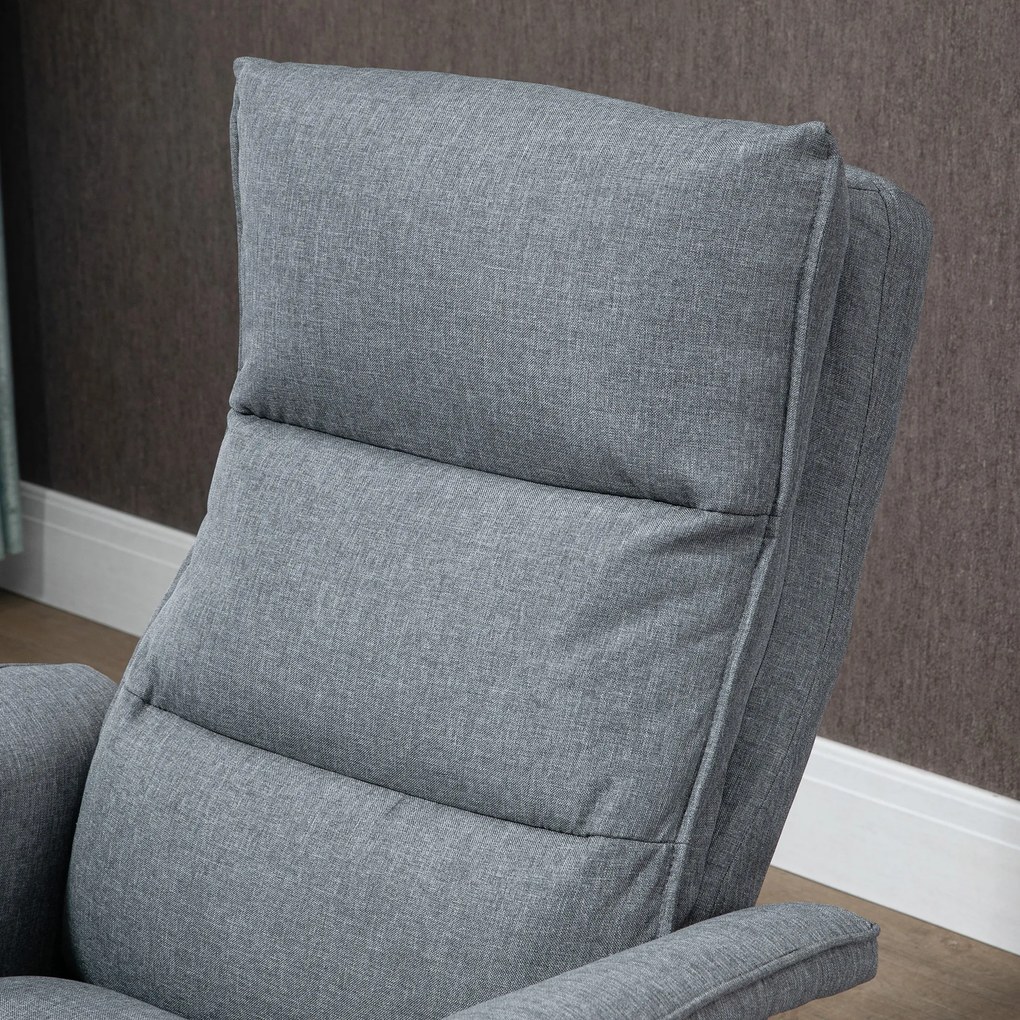 HOMCOM Poltrona Relax com Massagem e Apoio para os Pés Poltrona de Massagem Estofada em Linho com Controlo Remoto e 8 Áreas de Massagem Carga Máxima 120kg 78x81x99cm Cinza