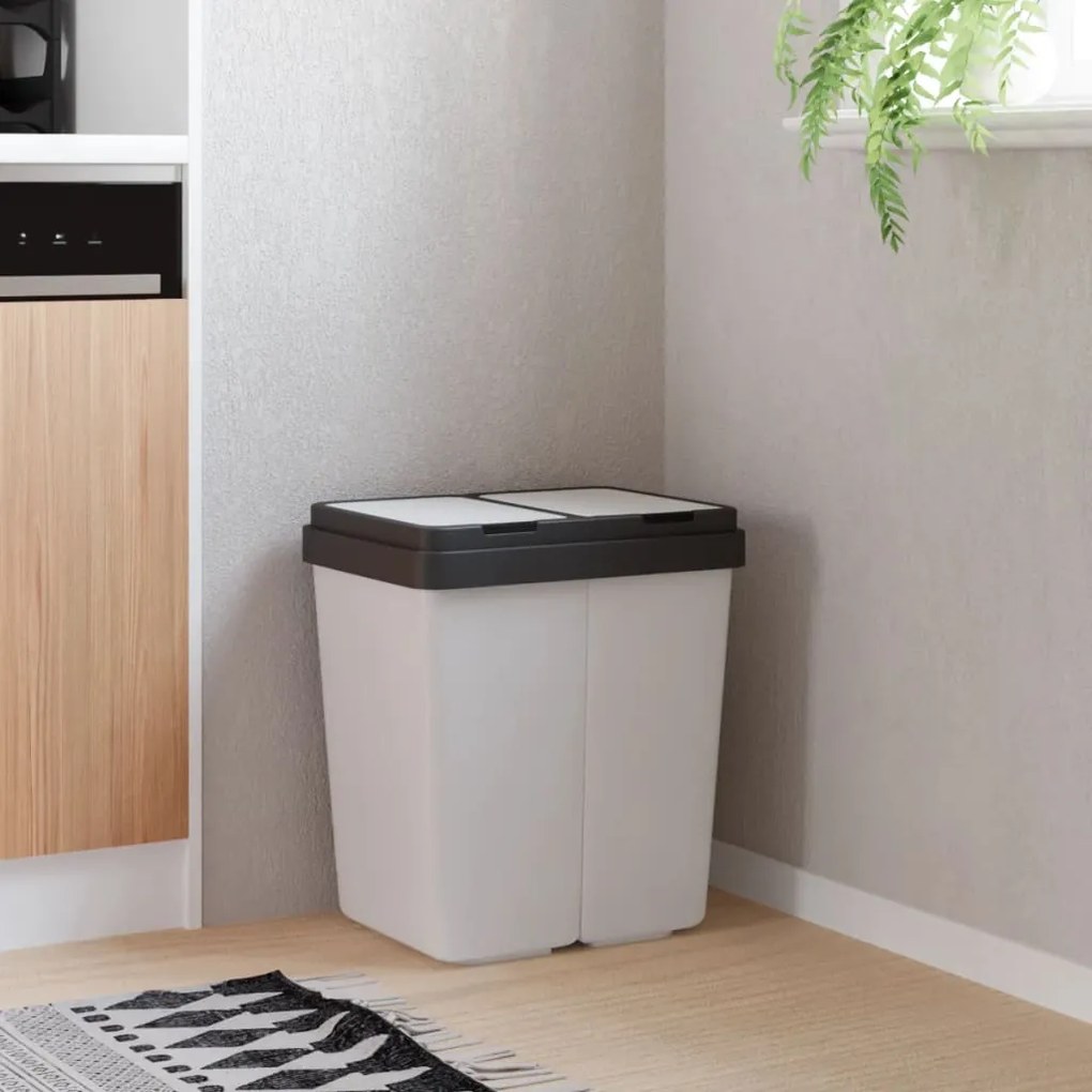 154981 vidaXL Caixote duplo 2x25 L branco