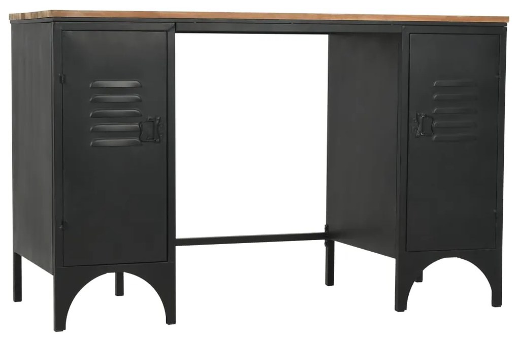 Secretária pedestal duplo madeira abeto maciça aço 120x50x76cm