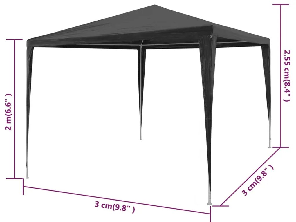 Tenda para festas 3x3 m PE antracite