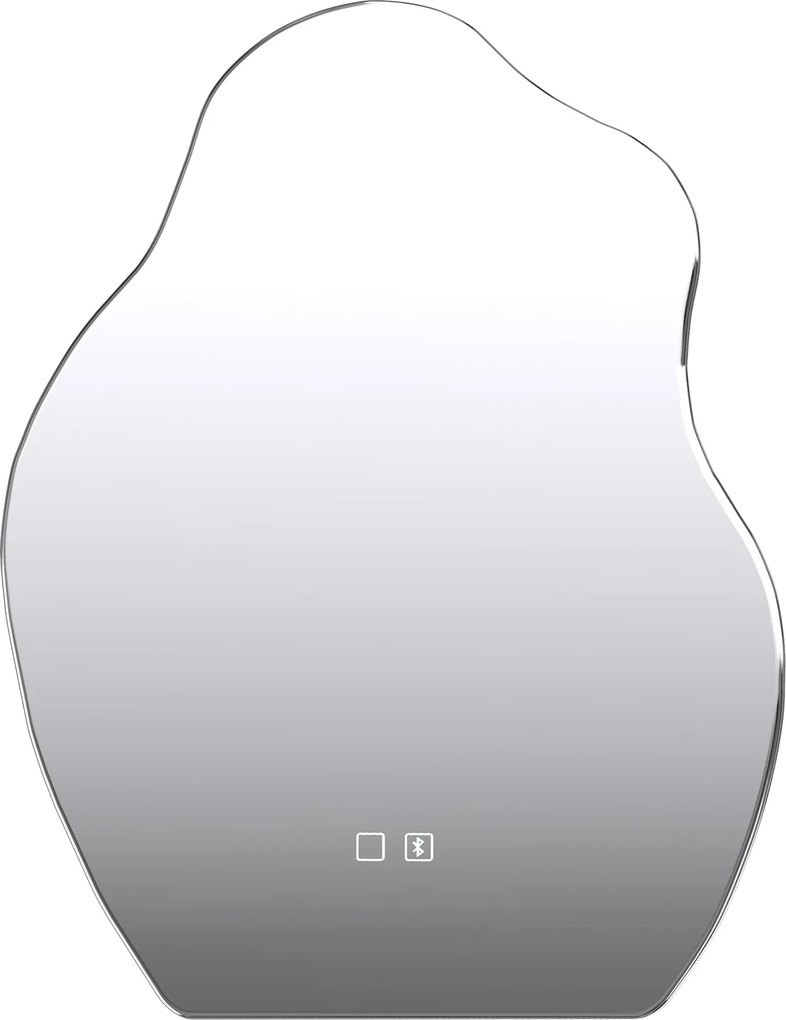 HOMCOM Espelho de Banheiro com Luzes LED 3 Cores, Irregular, 80x60cm, Bluetooth, Antiembaçamento, Interruptor Touch | Aosom Portugal