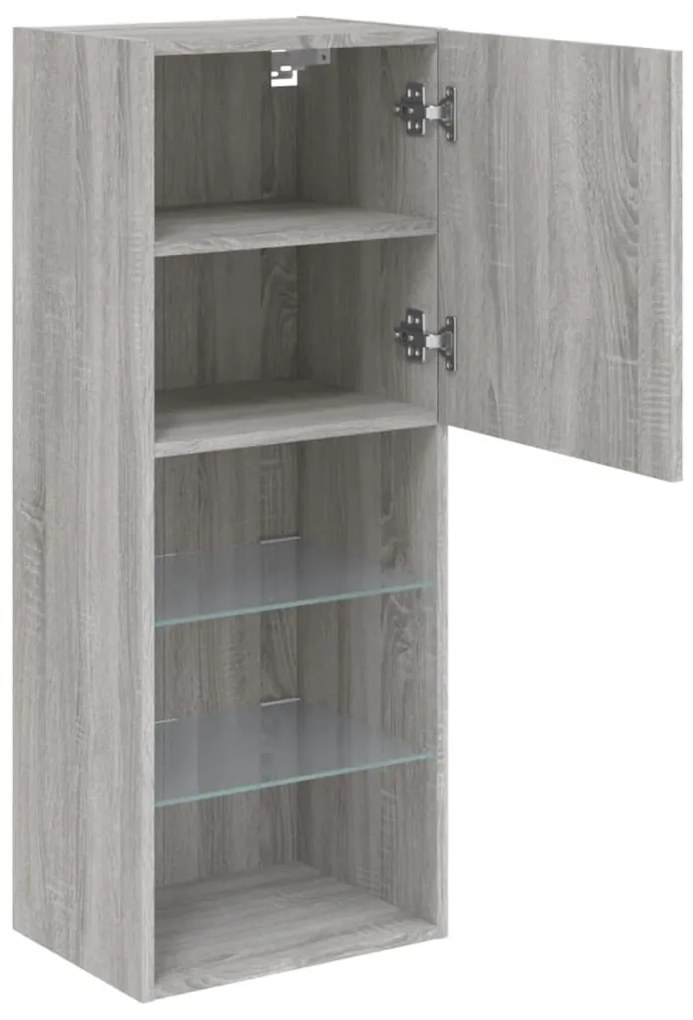 Móvel de TV com luzes LED 40,5x30x102 cm cinzento sonoma