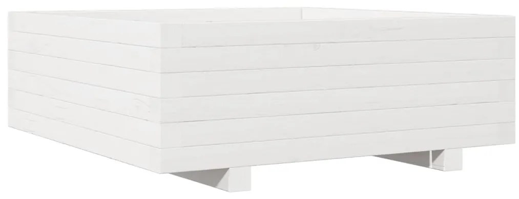Vaso/floreira de jardim 70x70x26,5 cm pinho maciço branco