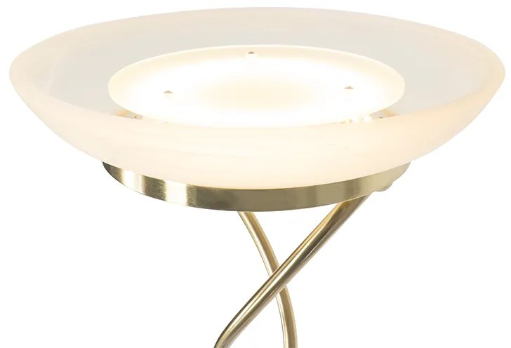 Candeeiro de pé latão com candeeiro de leitura incl. LED e dimmer - Empoli Moderno