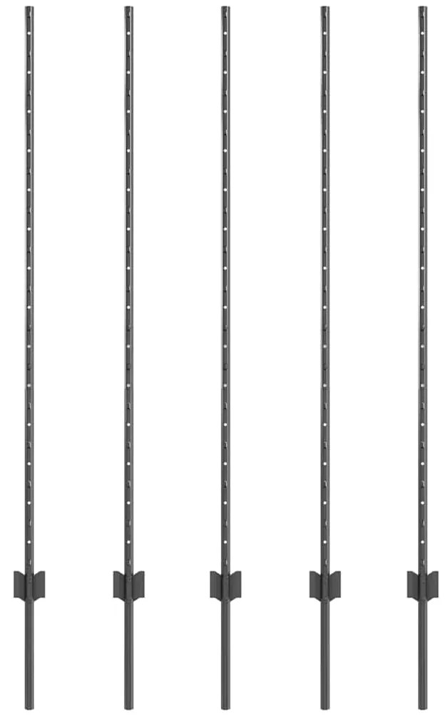 Conjunto com 20 Postes de Cerca em Canal U Cinza de 180 cm em Aço