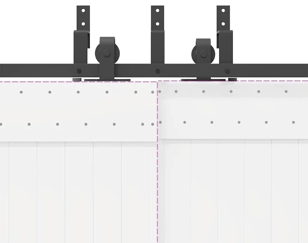 Kit de ferragens para porta deslizante 305 cm aço preto