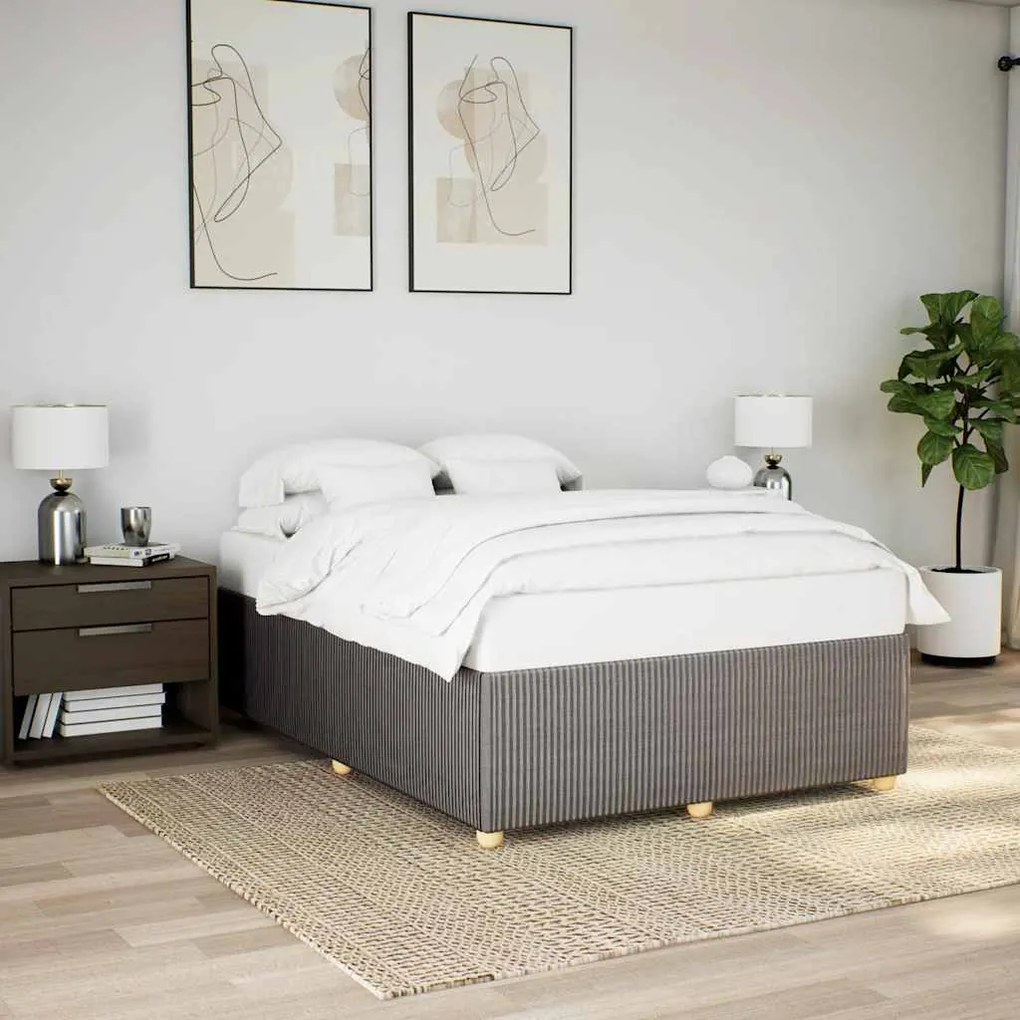 Cama sem colchão 140x200 cm tecido castanho-acinzentado