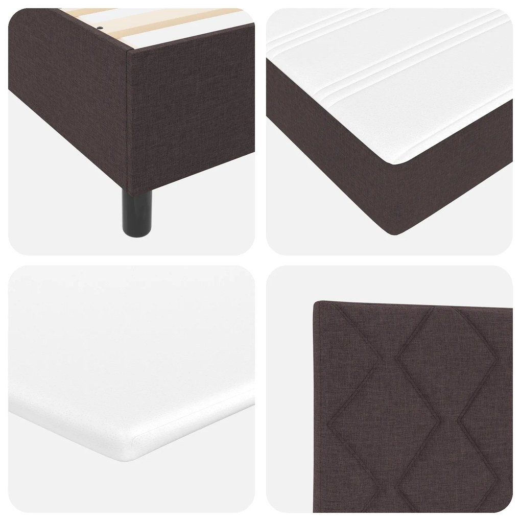 Cama Box Spring com Colchão Castanho Escuro 90x200 cm Tecido