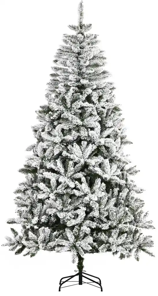 Árvore de natal artificial 180cm com 930 ramos de pvc 48 decorações  incluidas suporte metálico decoração de natal para interiores φ105x180cm  branco – ConforHome