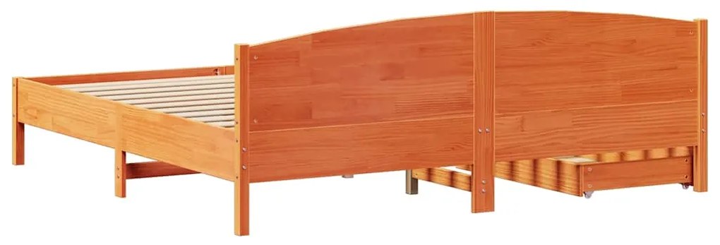 Cama sem colchão 200x200 cm pinho maciço castanho-mel