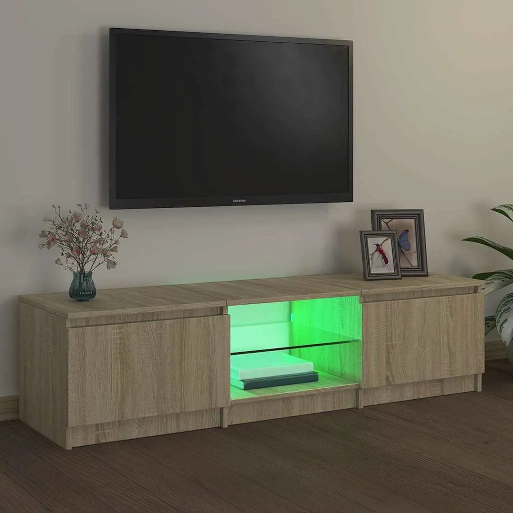 Móvel de TV com luzes LED 140x40x35,5 cm carvalho sonoma