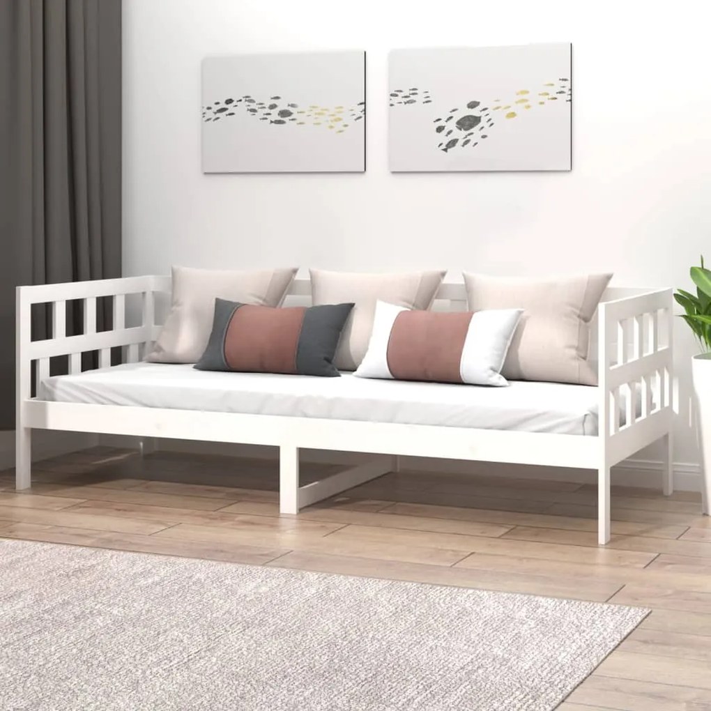 vidaXL Sofá-cama 90x190 cm madeira de pinho maciça branco