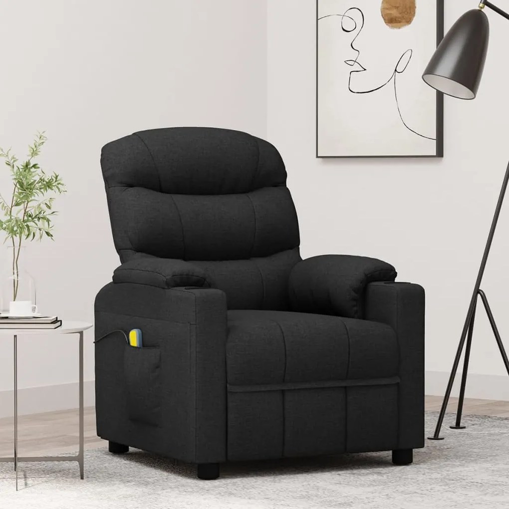 348084 vidaXL Poltrona de massagens reclinável tecido preto