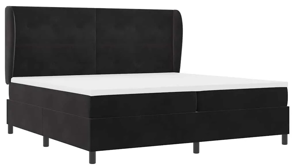 Cama Box com Colchão Preto 200 x 200 cm em Veludo