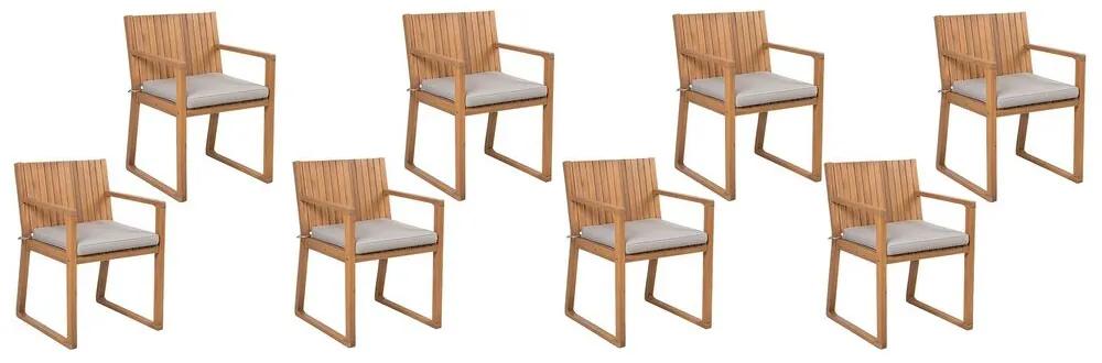 Conjunto de 8 cadeiras de jardim com almofadas taupe SASSARI Beliani