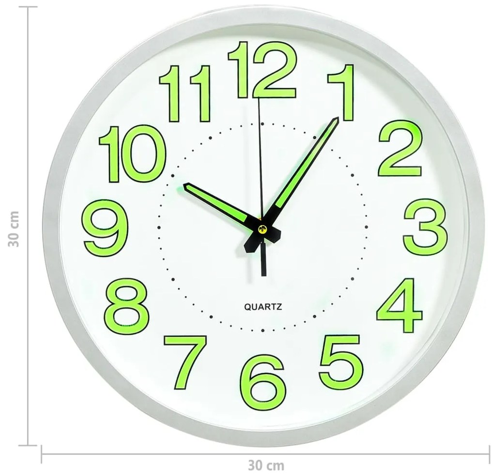 Relógio de parede luminoso 30 cm branco