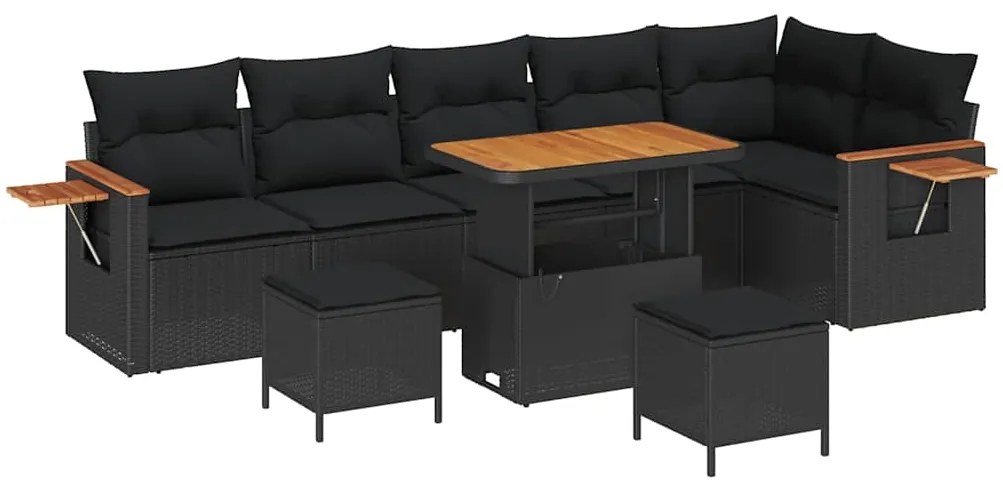 Conjunto de Sofás de Jardim de 9 Peças com Almofadas de Polyrattan Pre