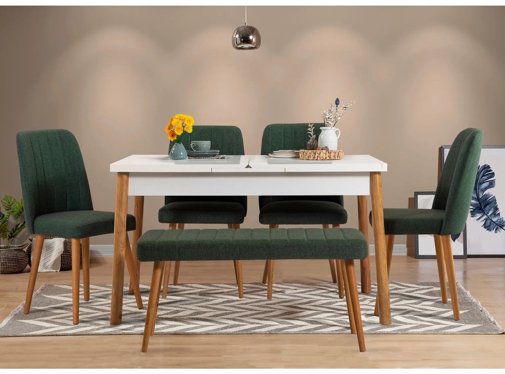 Conjunto de Mesa de Jantar Extensível e Cadeiras Santiago – Pinho Atlâ