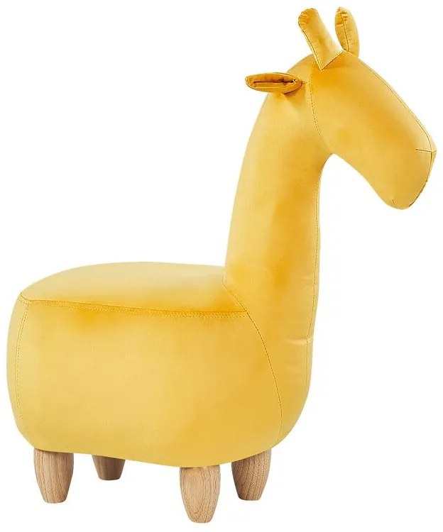 Tamborete em veludo amarelo GIRAFFE Beliani