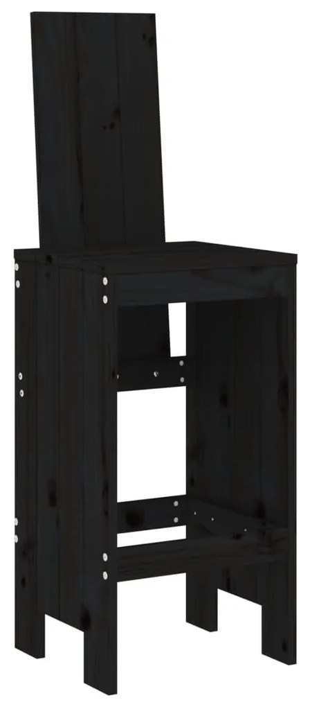 Cadeiras de bar 2 pcs 40x42x120 cm pinho maciço preto