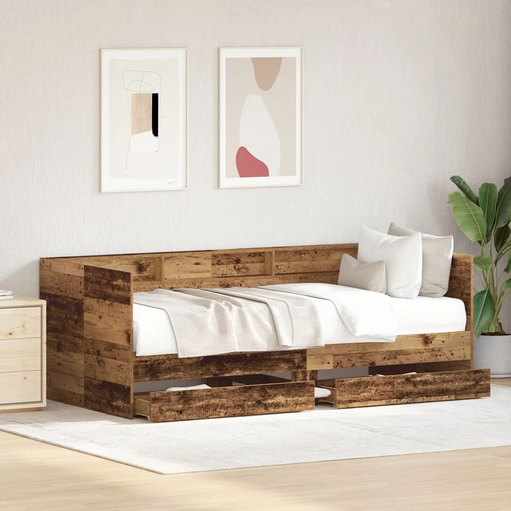 Cama de Dia com Gaveta Madeira antiga Madeira engenheirada
