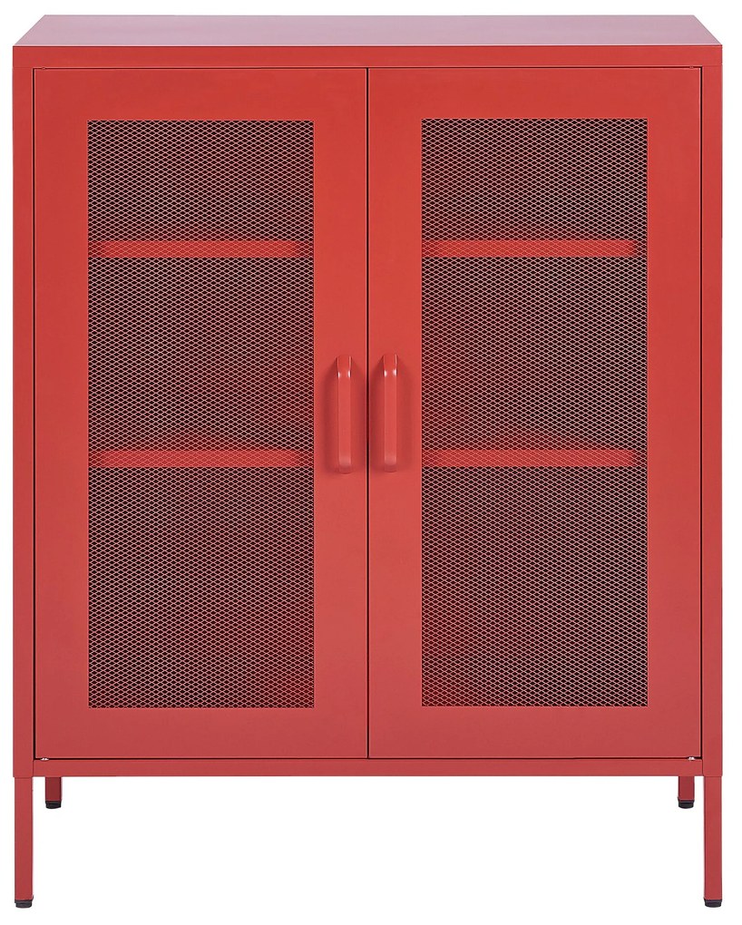 Aparador com 2 portas em metal vermelho WAKATIPU Beliani