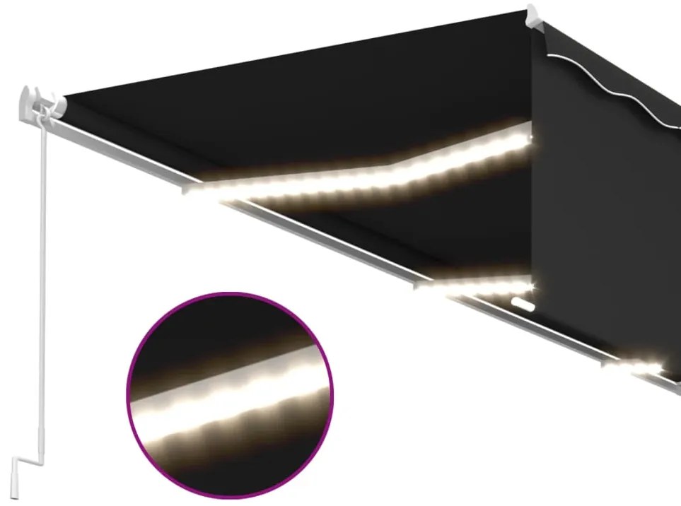 Toldo retrátil manual com estore/LED 6x3 m antracite