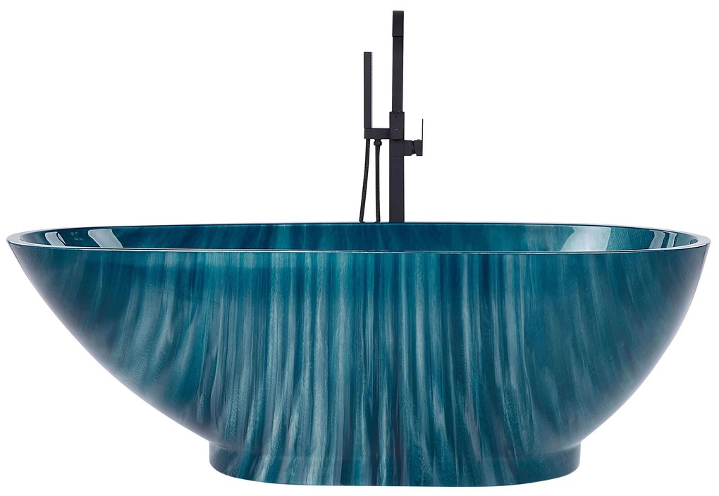 Banheira autónoma a simular mármore 170 x 80 cm azul marinho RIOJA Beliani