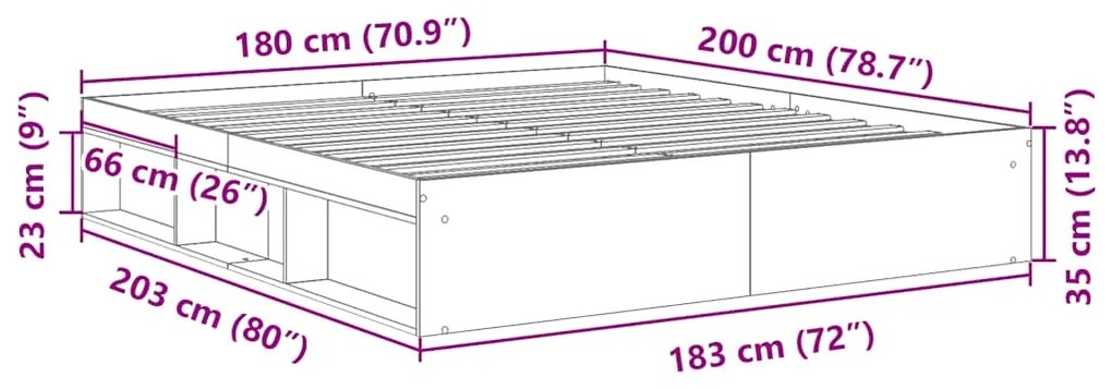 Estrutura de cama super king size 180x200 cm carvalho castanho