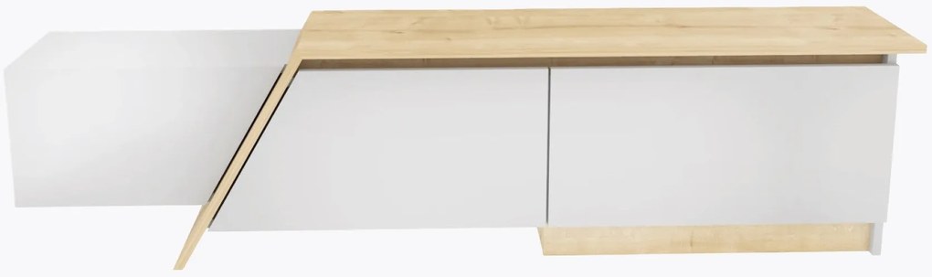Móvel de TV PRUDENCE – 180x45x35 cm – Bilaminado Branco com Carvalho –