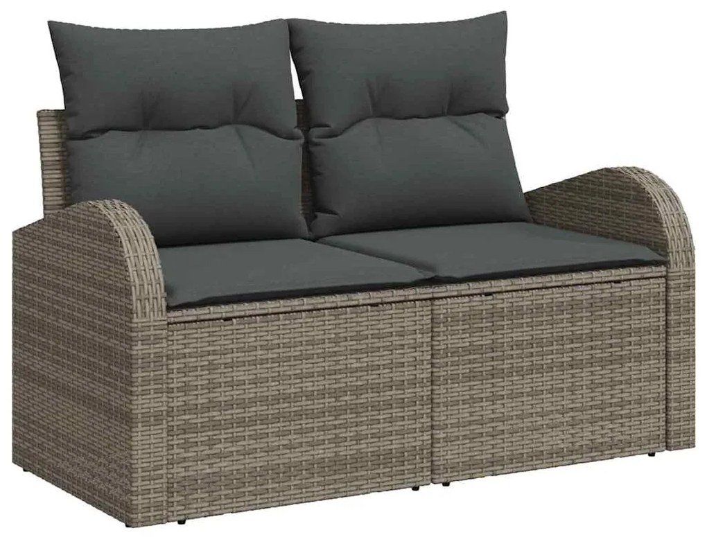Conjunto de Sofá de Jardim vidaXL de 5 peças com Almofadas Cinza Polir