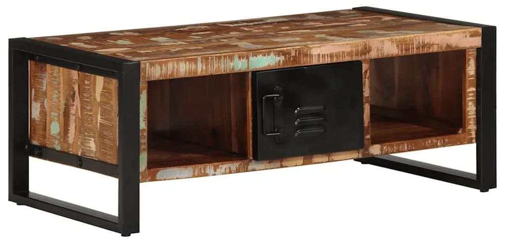 Mesa de centro multicor 90x50x36 cm madeira maciça recuperada